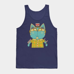 Cat Goof Computer Gamer Nerd Tank Top